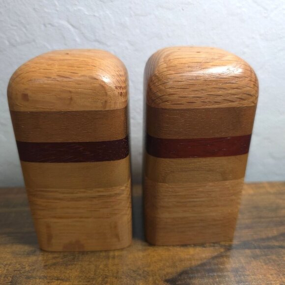 Vintage Don Shoemaker Danish Handcrafted Wooden Salt & Pepper Shaker Set MCM - Picture 5 of 9